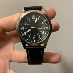 TCK Men’s Wrist Watch Working Order Silver Leather Band